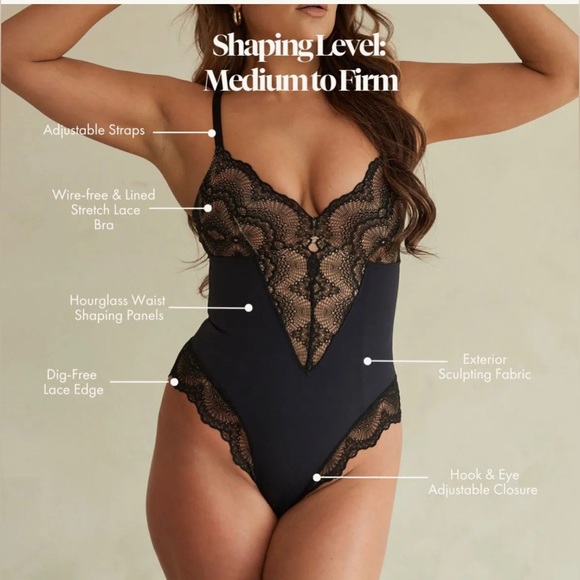 BNWT Pinsey Shapewear Bodysuit - size medium - black lace - Picture 7 of 9
